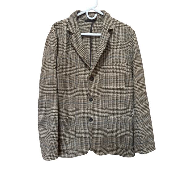 Hartford Plaid Wool Blazer Jacket Brown Check European Size 50